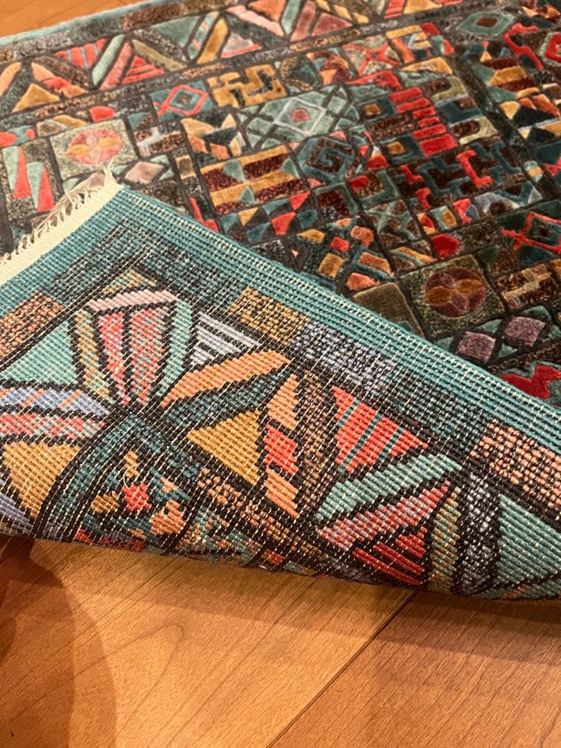 vintage ヴィンテージ　ラグ　幾何学模様　ミッドセンチュリー バウハウス