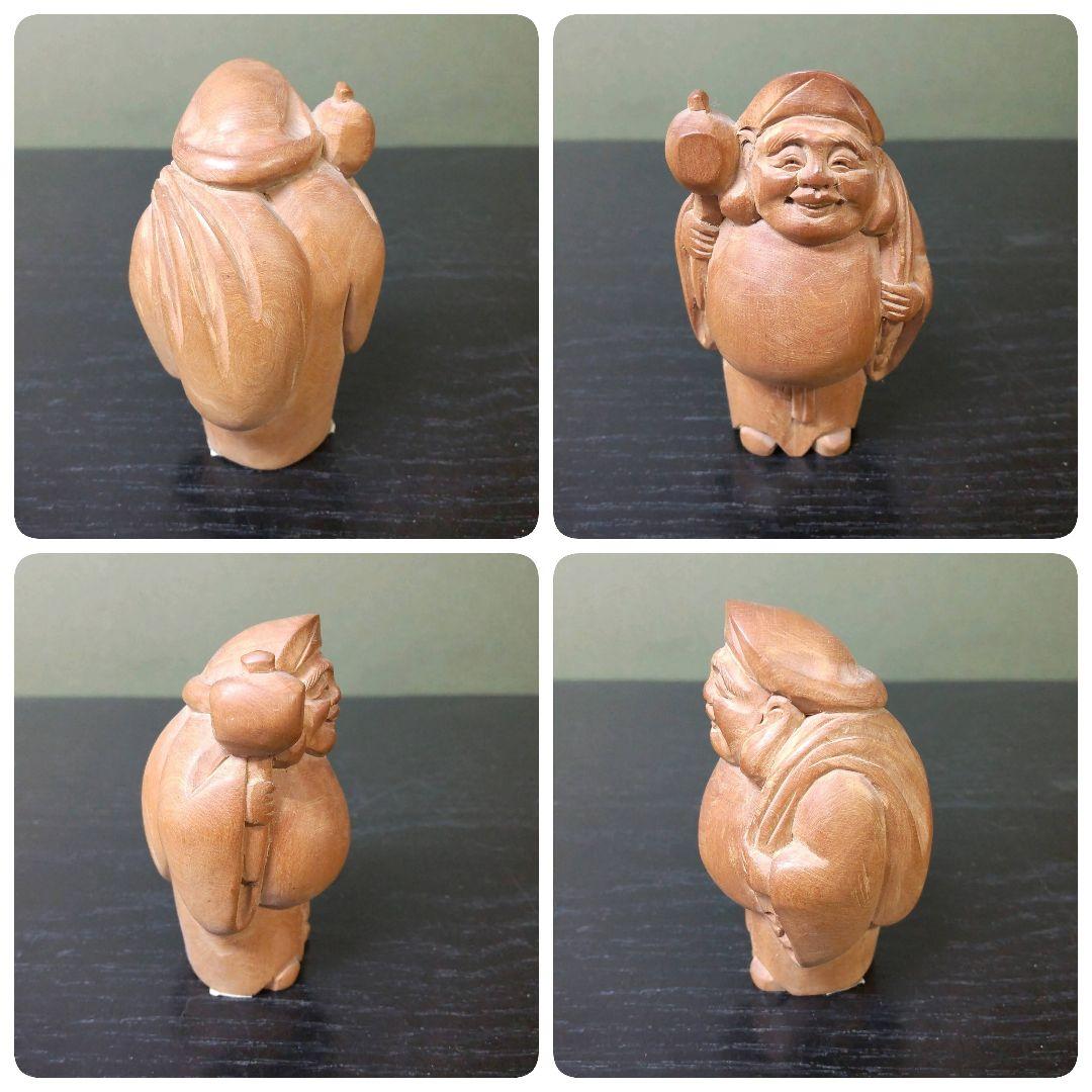 (757)✿中国産★黄楊木彫七福神置き物★