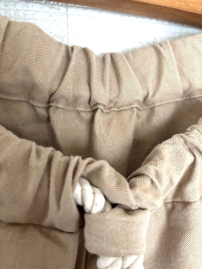 nagonstans ワイド タック パンツ ベージュ ドローストリング S