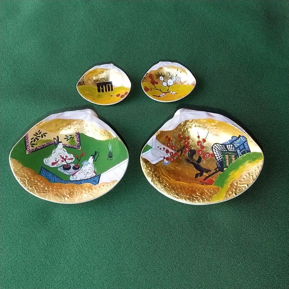 純金泊　貝合わせセット　源氏物語　梅枝