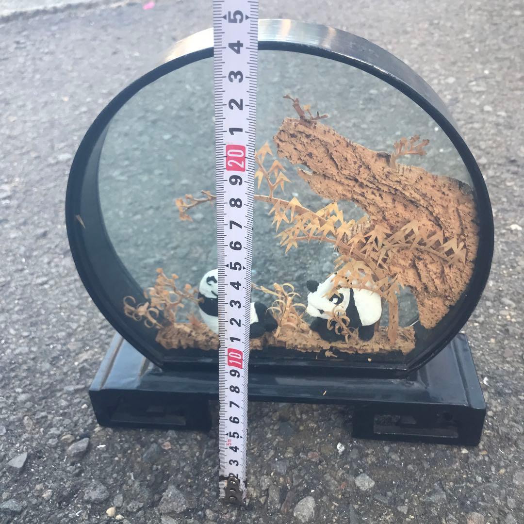 パンダと木の彫刻 置物 約20cm