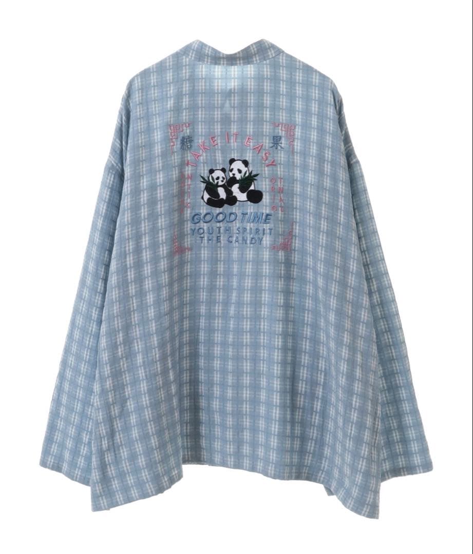 水色チェック GOOD TIME CHINA JACKET チャイナ服 パンダ