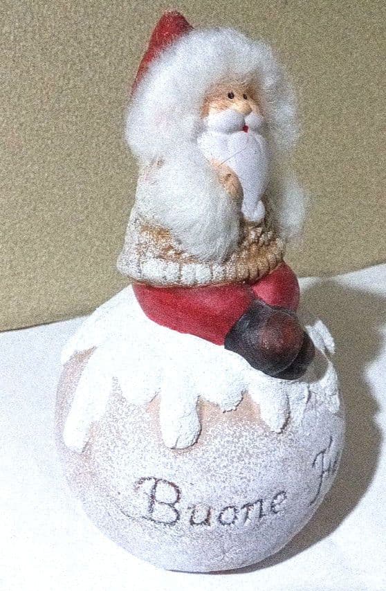 【アンティーク風】【Buone Feste】 サンタクロース 陶器置物 2セット