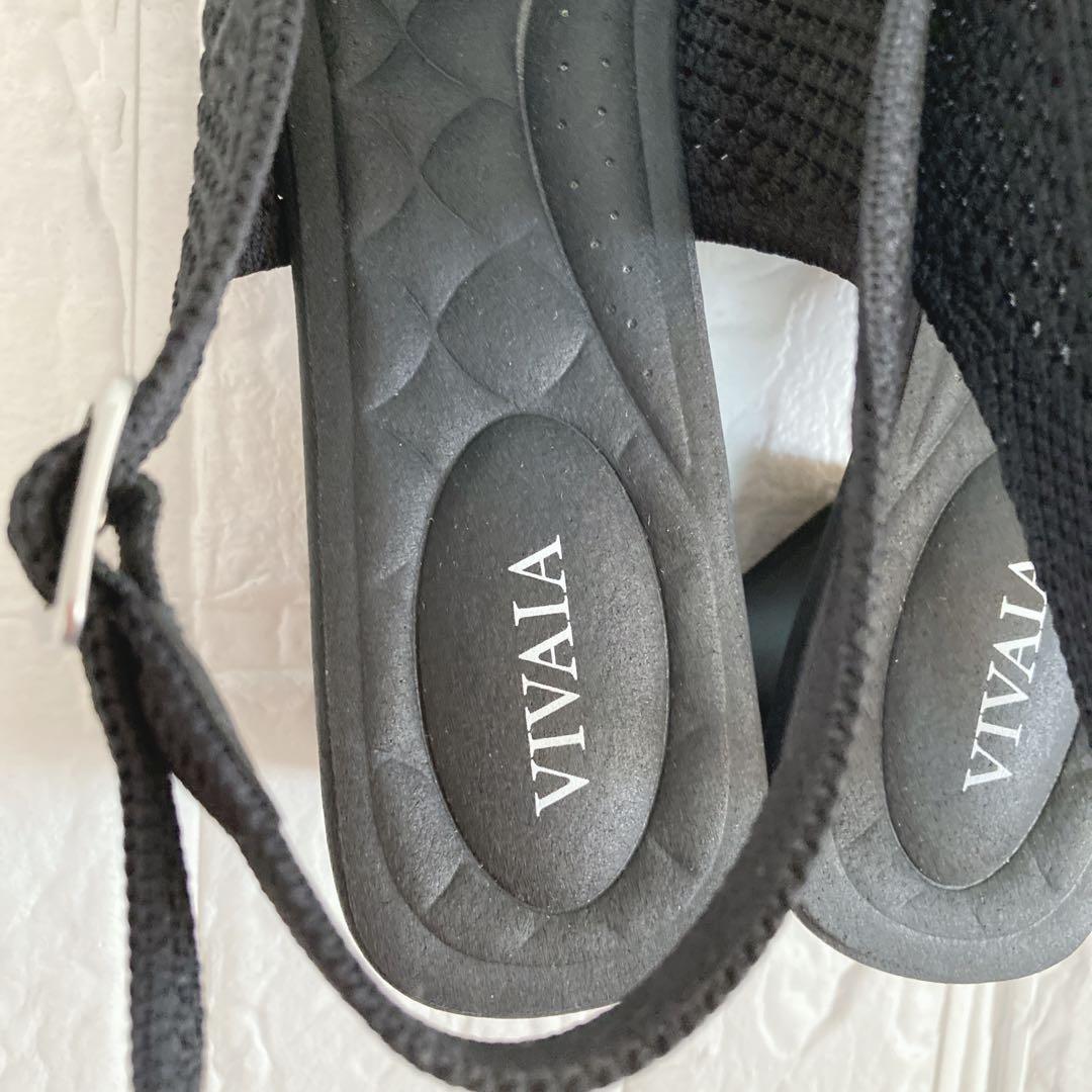 極美品★VIVAIA ポインテッドトゥ スリングバック サンダル メッシュ 黒