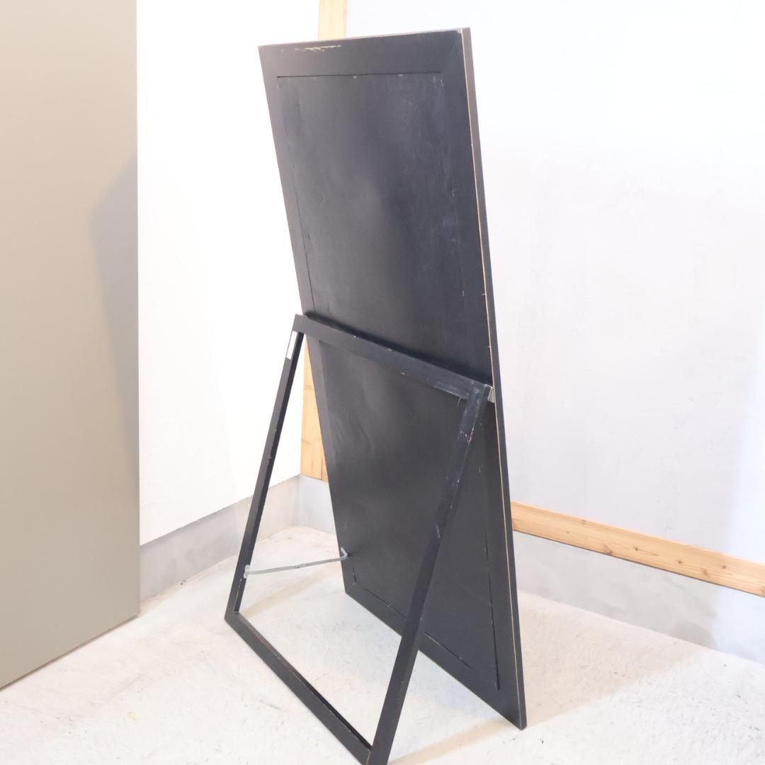 姿見 スタンドミラー 鏡 立て掛け 店舗什器 店舗 157㎝ モノクロ レザー調