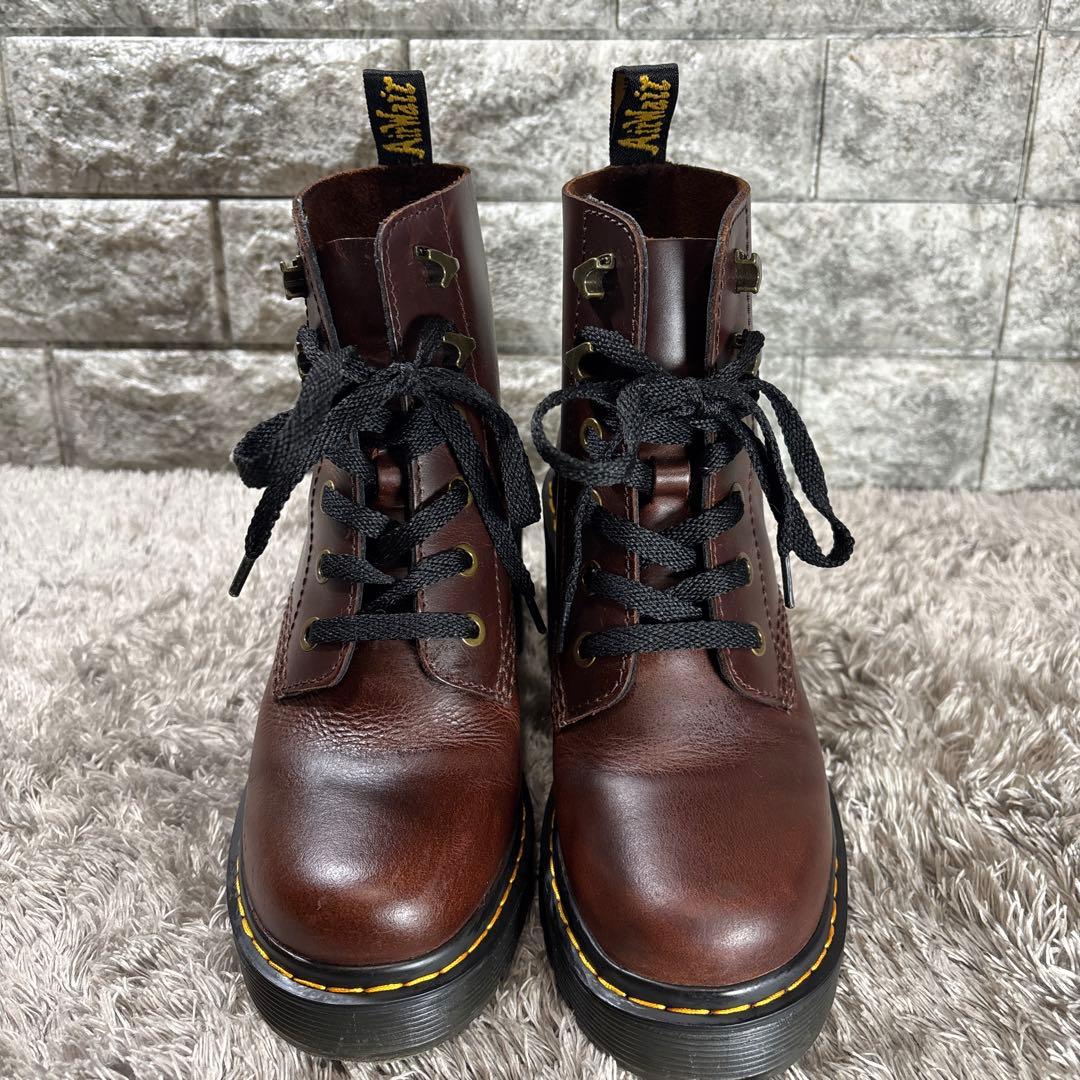 美品❣️ドクターマーチン JESY 6 TIE BOOT 厚底 茶 箱付属✨