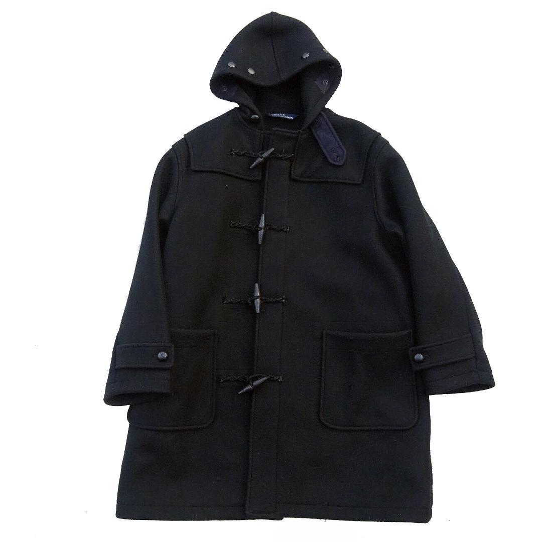 希少90年代三角タグ ポロバイ　ラルフローレン　ダッフルコート黒ブラック胡桃釦M