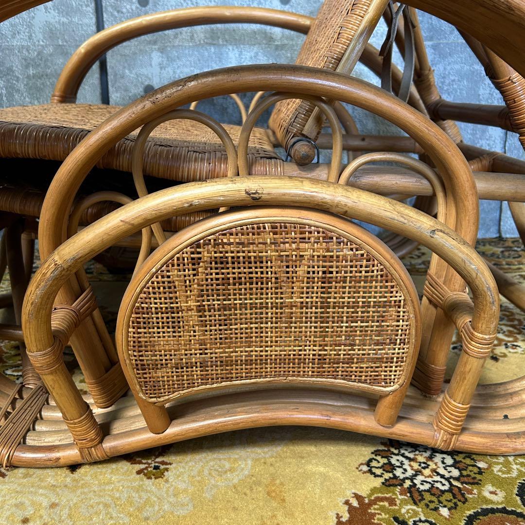꧁籐家具꧂ラタンリクライニングチェア いす イス 椅子 昭和レトロ アジアン