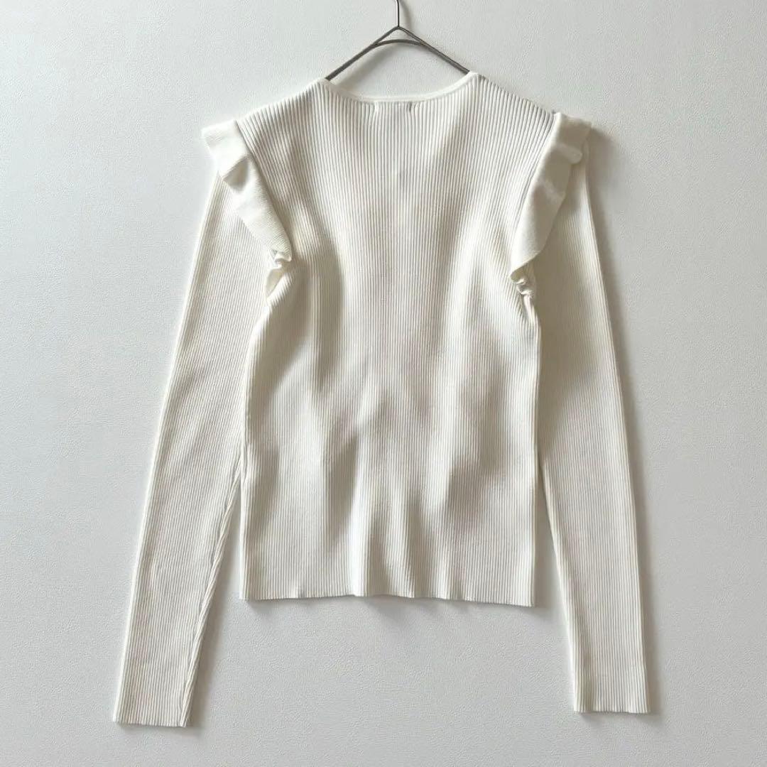 Sov.　ソブ　2024AW　フリルニットカーディガン　金ボタン　ホワイト