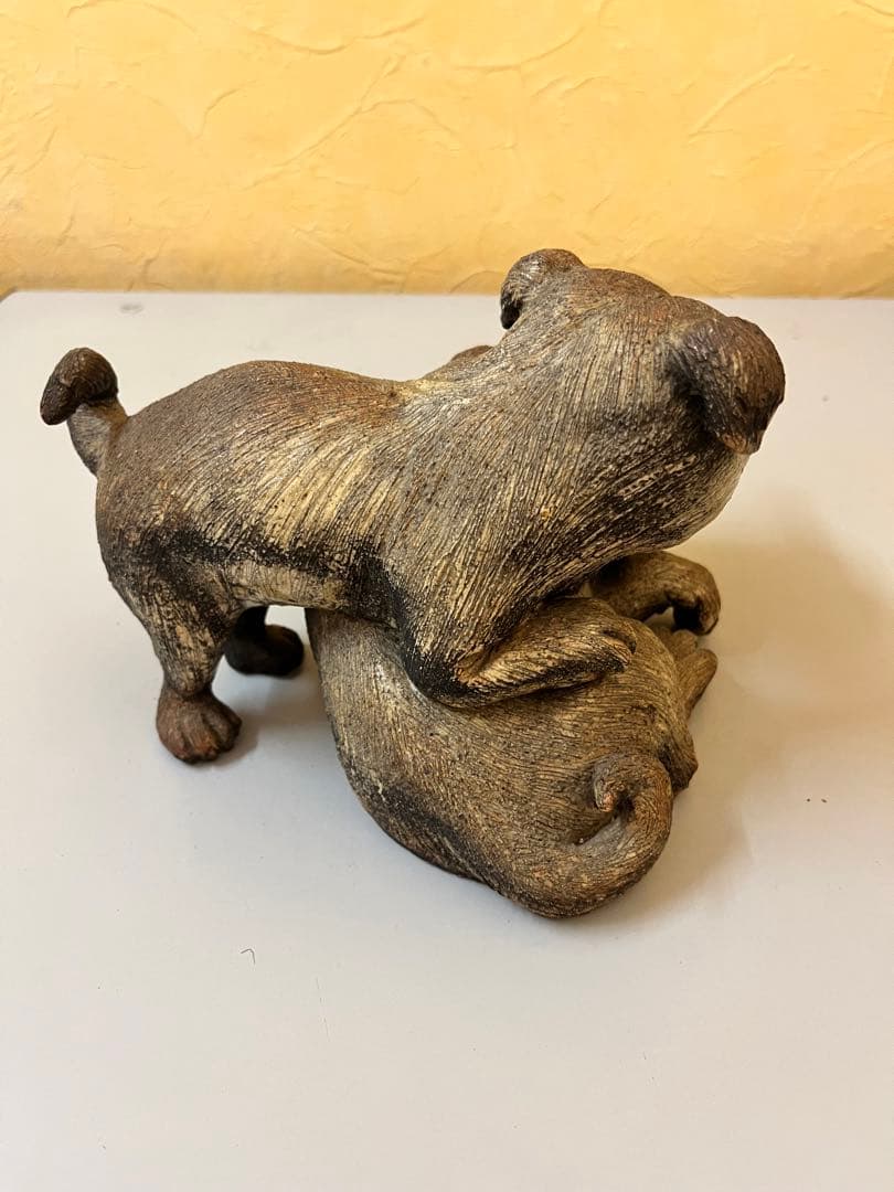 陶器製 子犬 二匹 置物 インテリア 可愛い ヴィンテージ