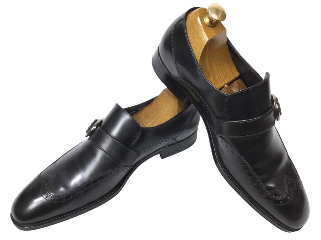 新同 サルヴァトーレフェラガモ 8EE 最高級カーフ モンクストラップシューズ