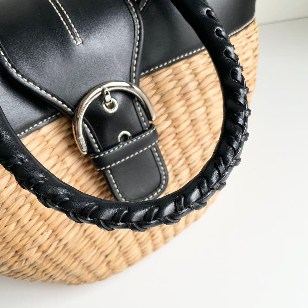 バカンスにぴったり✨ コーチ COACH かごバッグ ハンドバッグ ブラック