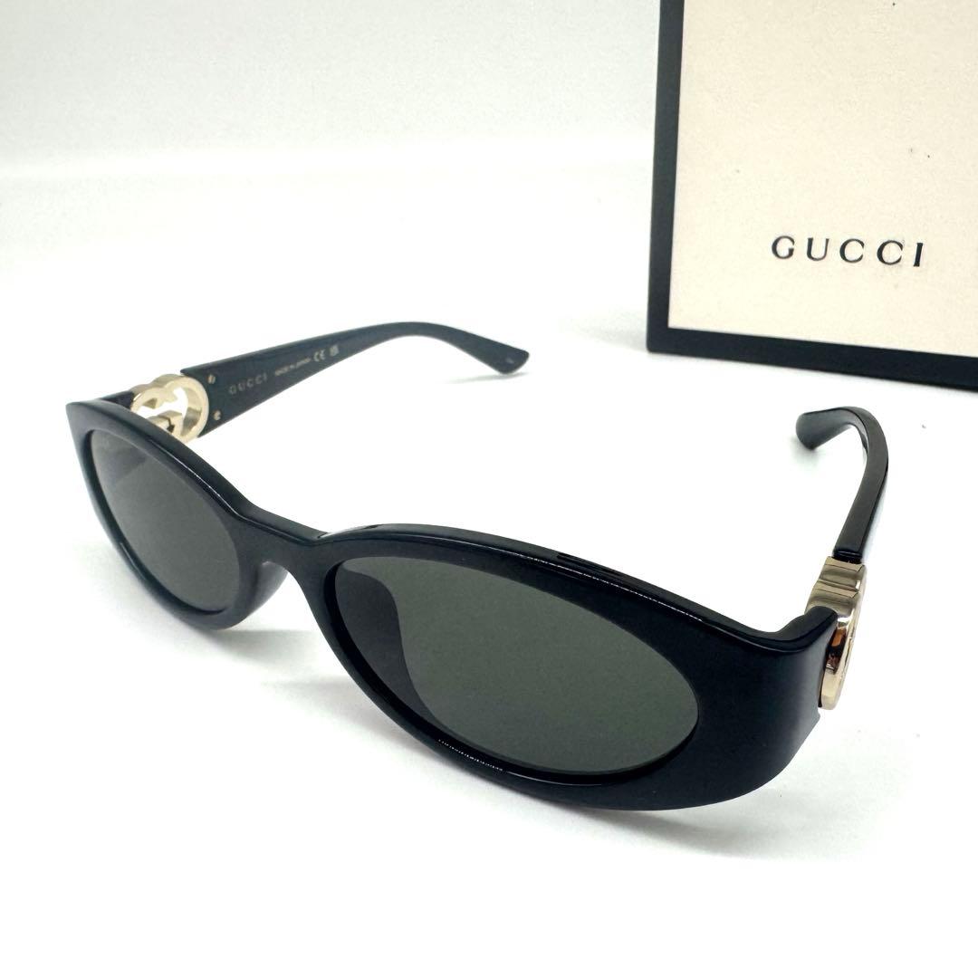 GUCCIグッチ オーバル サングラス GG柄 ゴールド 男女兼用
