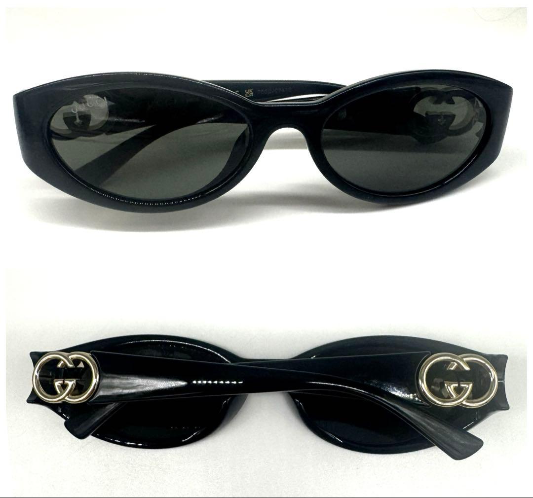 GUCCIグッチ オーバル サングラス GG柄 ゴールド 男女兼用