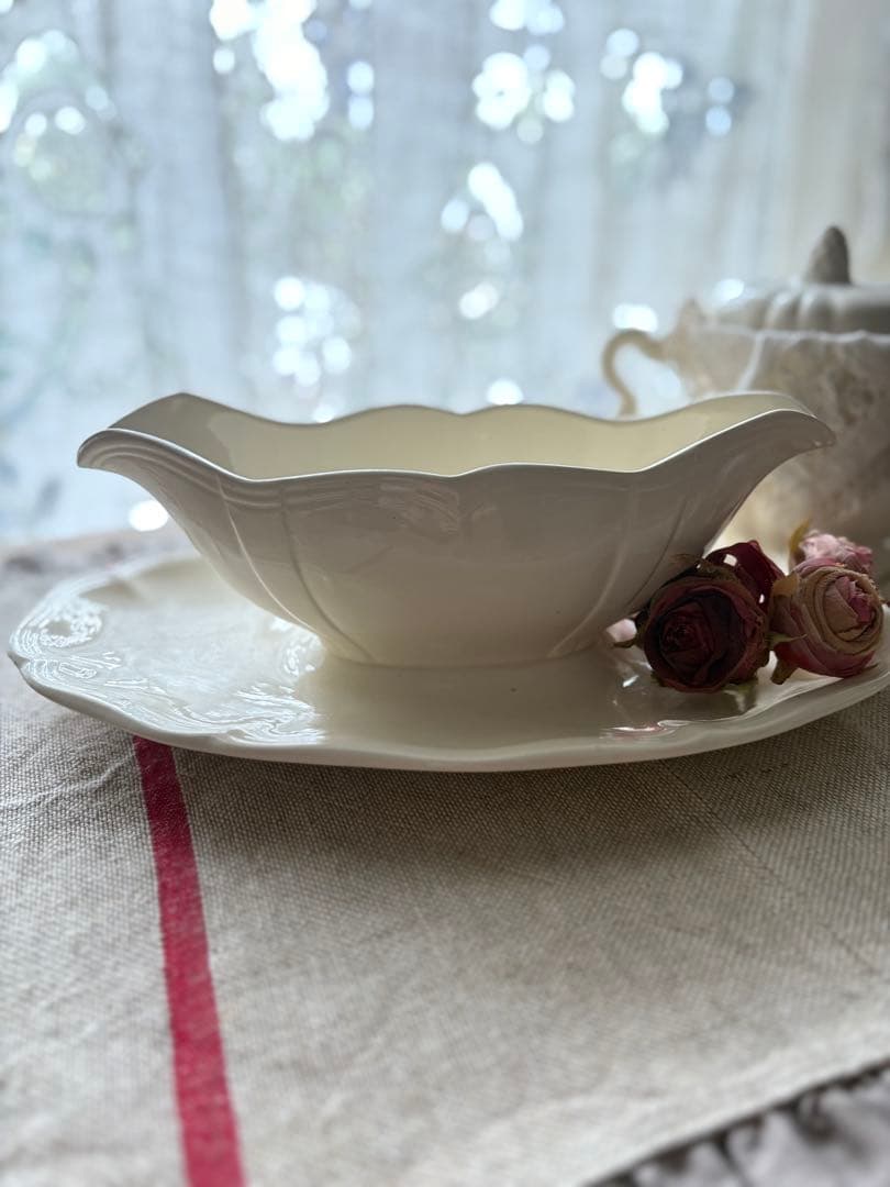 フランスアンティーク 花リム サルグミンヌ ソーシエール 陶器 ブロカント