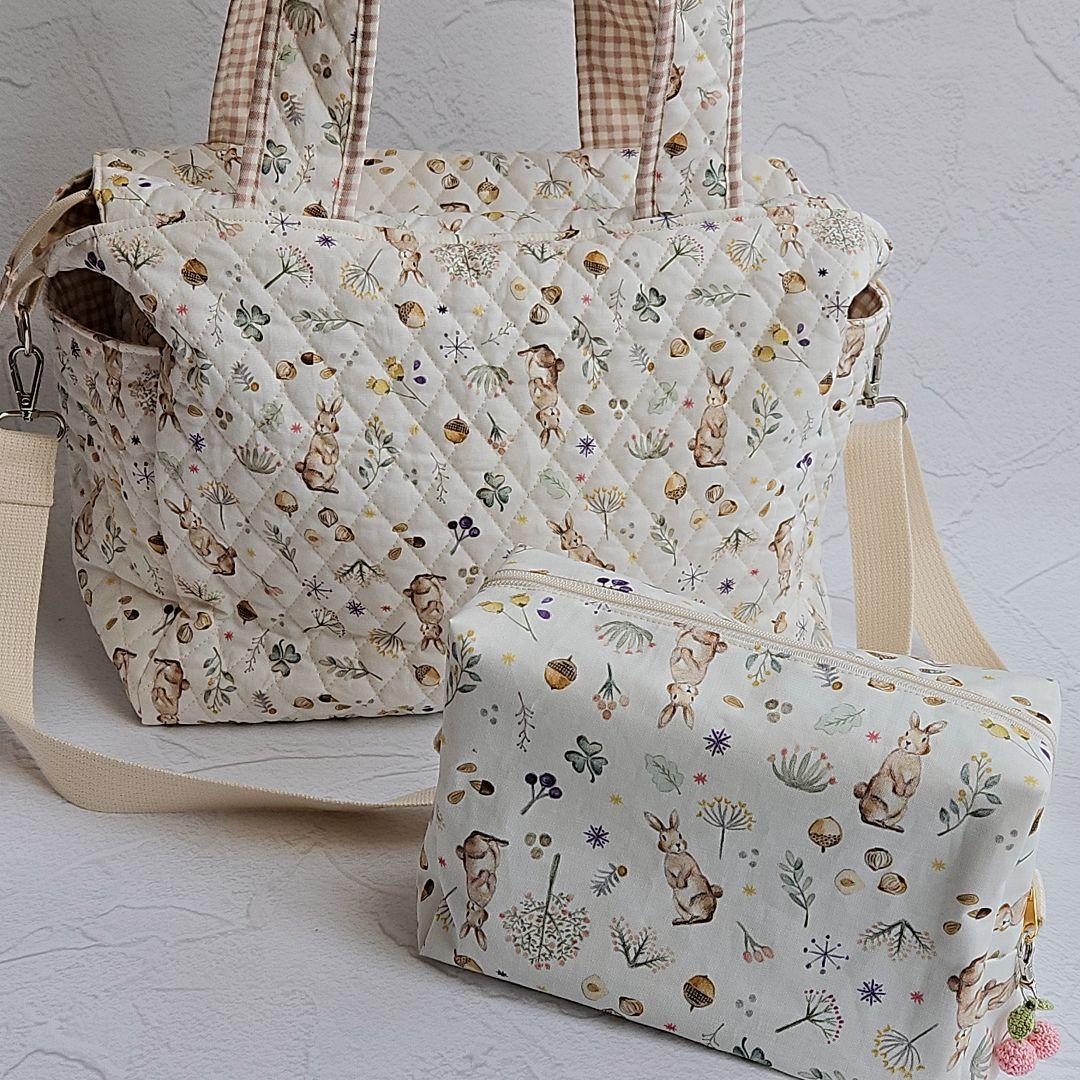 【まっきーオーダーページ】マザーズバッグ　保冷ポーチ　うさぎ　キルティング