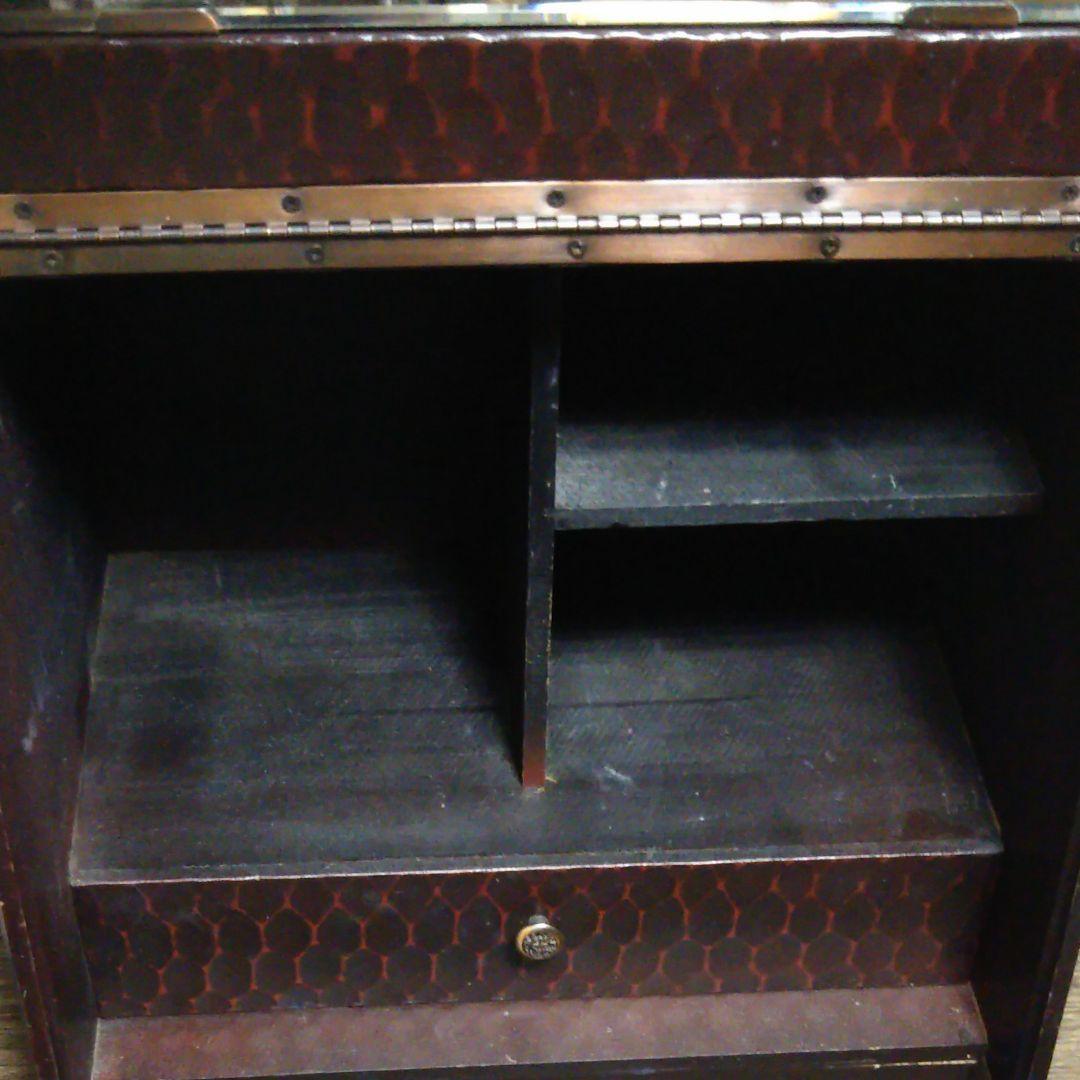 レトロ 鎌倉彫 ドレッサー 折り畳み鏡台 ミラー 収納付き インテリア