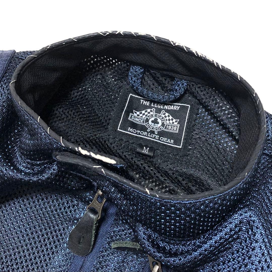 エースカフェロンドン メッシュ ライダースジャケット ネイビー Mサイズ