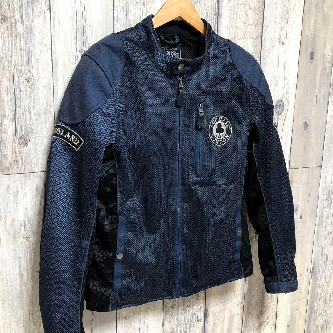 エースカフェロンドン メッシュ ライダースジャケット ネイビー Mサイズ