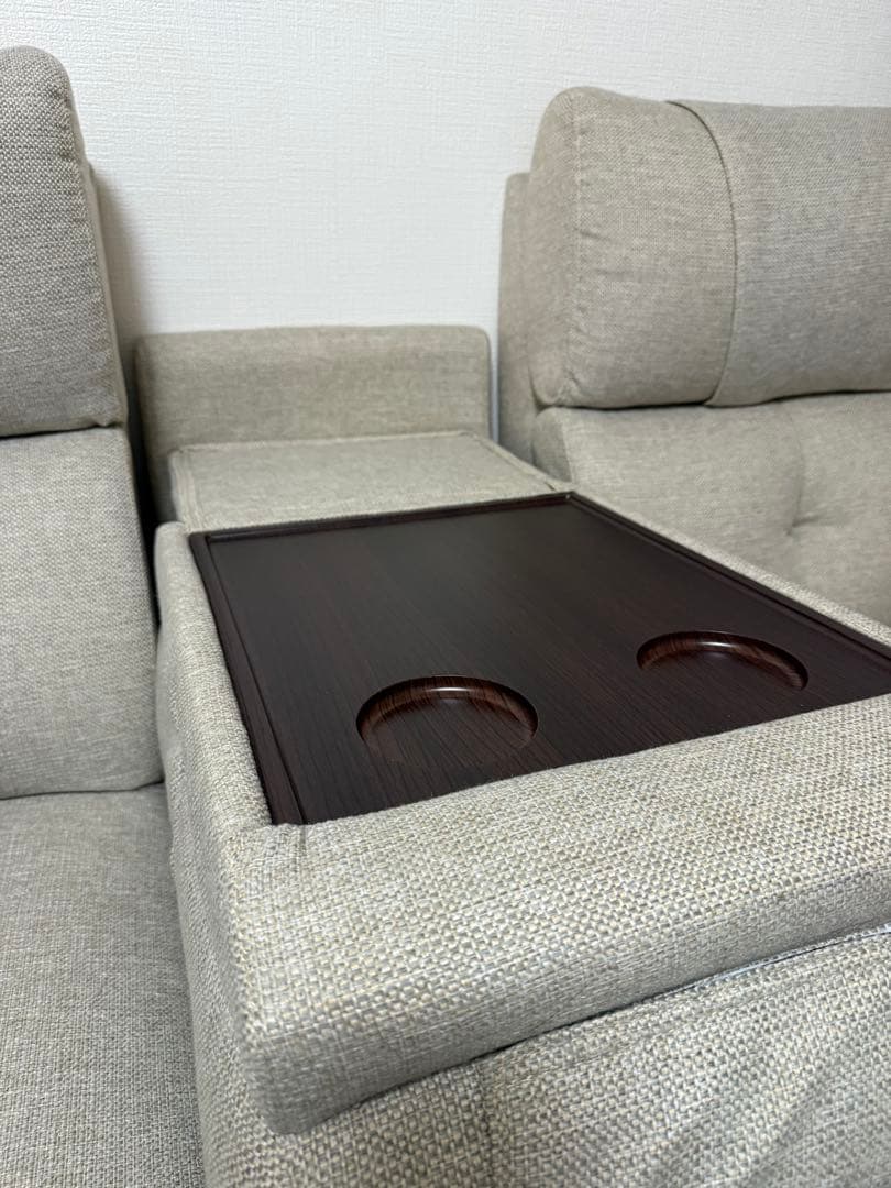 ニトリ 電動リクライニングソファ テーブル付き 3人用 幅194cm モカ