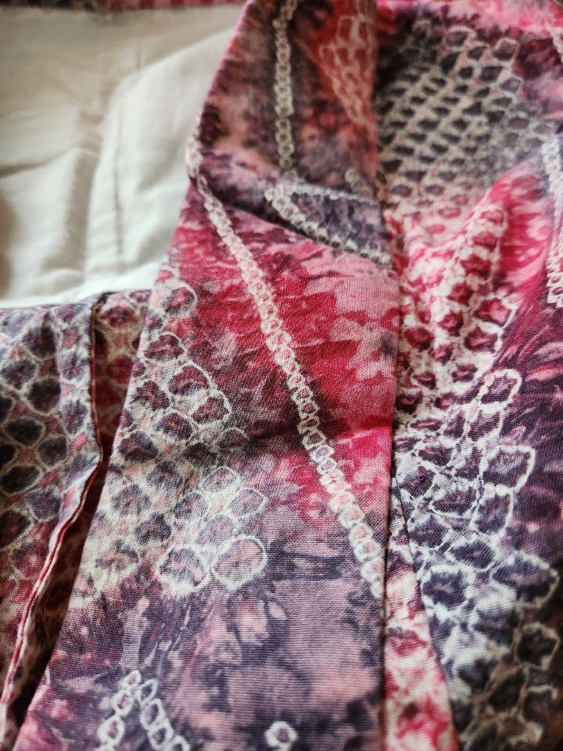 浴衣 綿100% 夏着物 洗える着物 有松絞り風 お出かけ カジュアル 蝶 紫