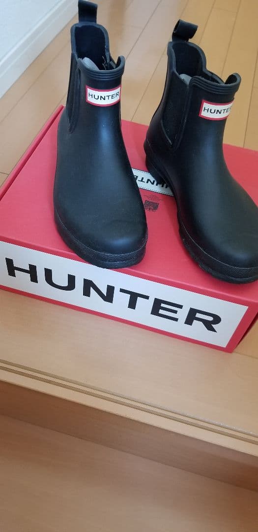 ハンターチェルシーレインブーツUK6 25.0 ブラック　ショート防水