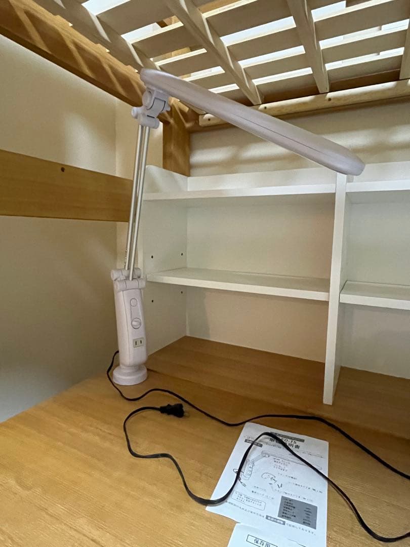 システムベッドデスク　ノア　タモ　LEDライト付き 階段、机付きロフトベッド