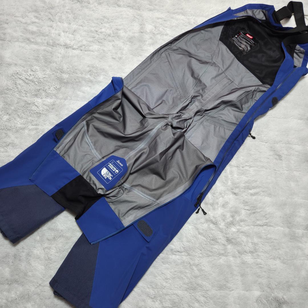 美品ザノースフェイス ビブパンツ　STEEP　ゴアテックスプロ　S　青　ポケット