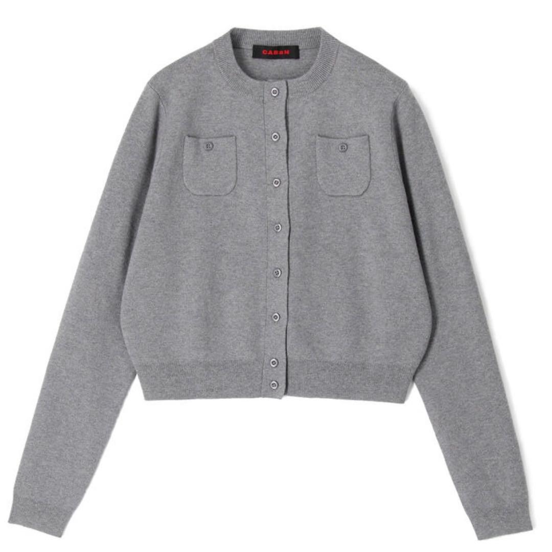 新春SALE★CABaN コットンカシミヤ クルー ネックカーディガン グレーS
