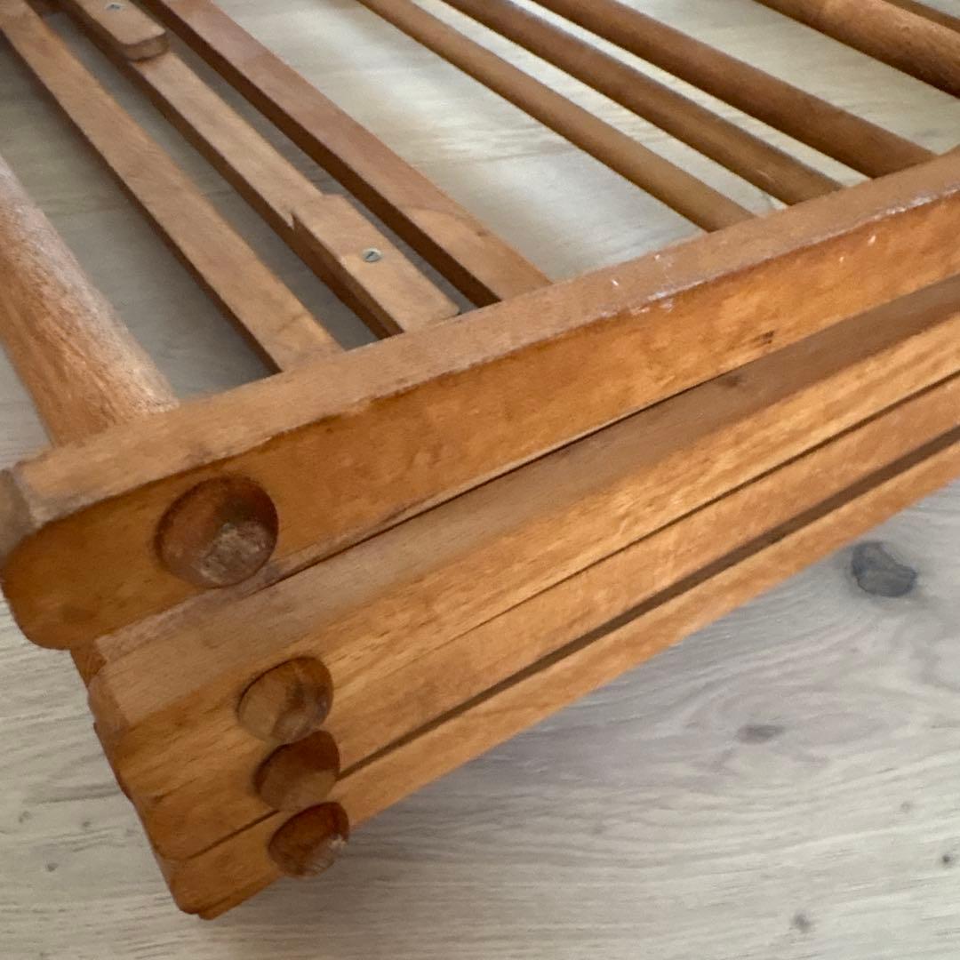 天然木製折りたたみランドリードライヤー ハンガー アンティーク