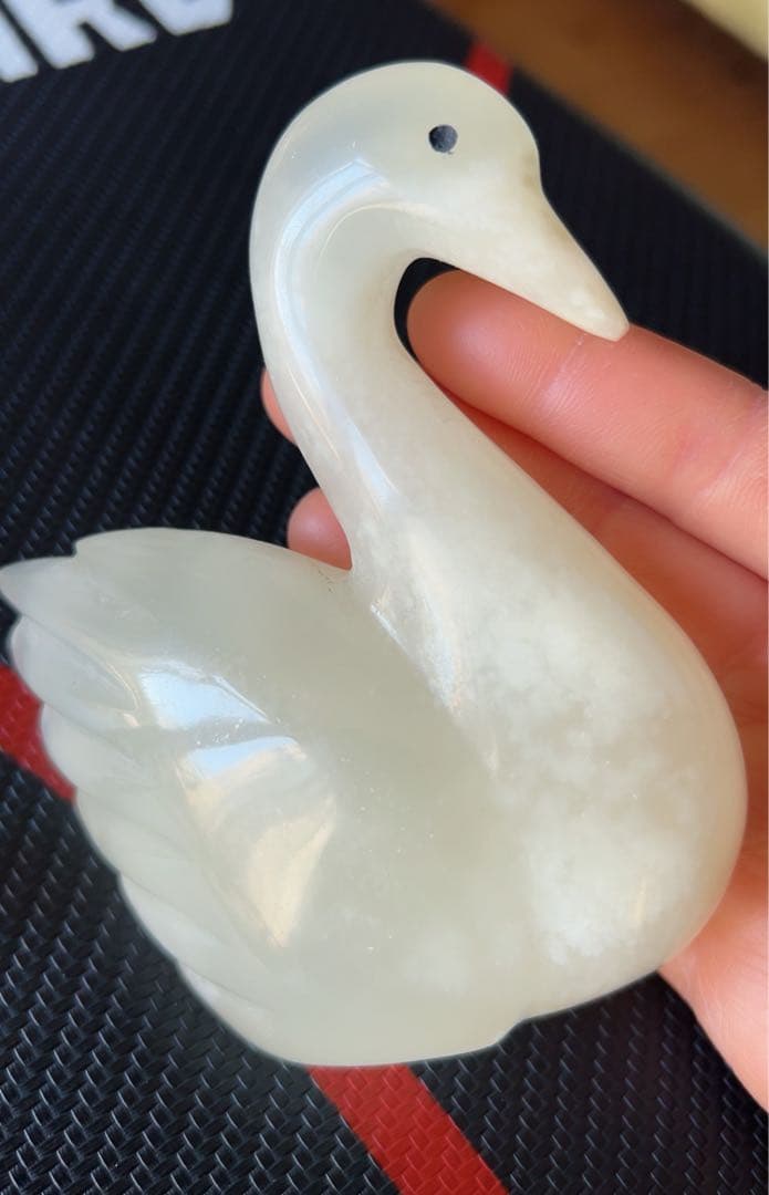 天然石美術品 白鳥 インテリア スワン 置物　2体