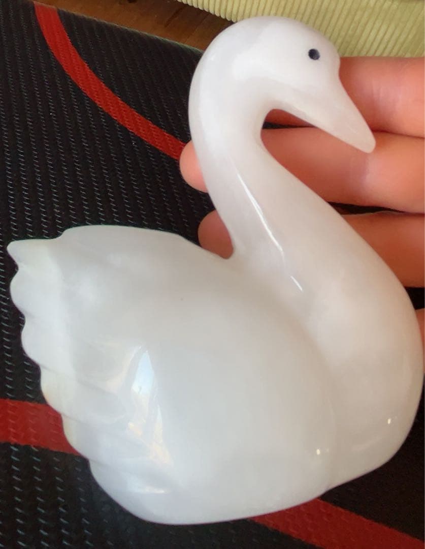 天然石美術品 白鳥 インテリア スワン 置物　2体