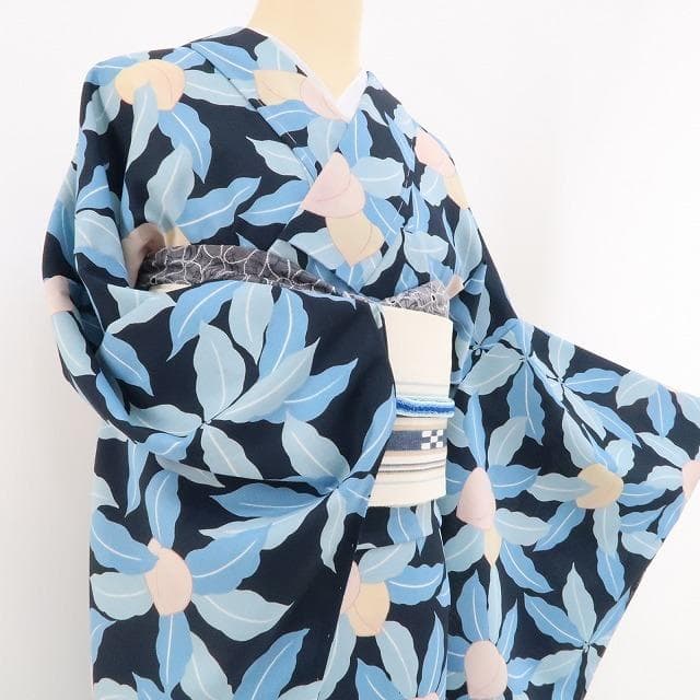 新品 セオアルファ 桃 洗える夏着物 仕付け糸付 トール 小紋 浴衣 3846