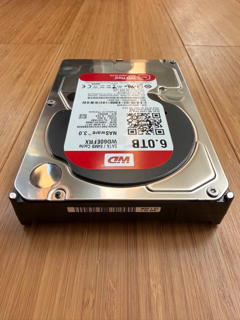 WD Red 6TB 使用時間52834時間 電源投入回数60回