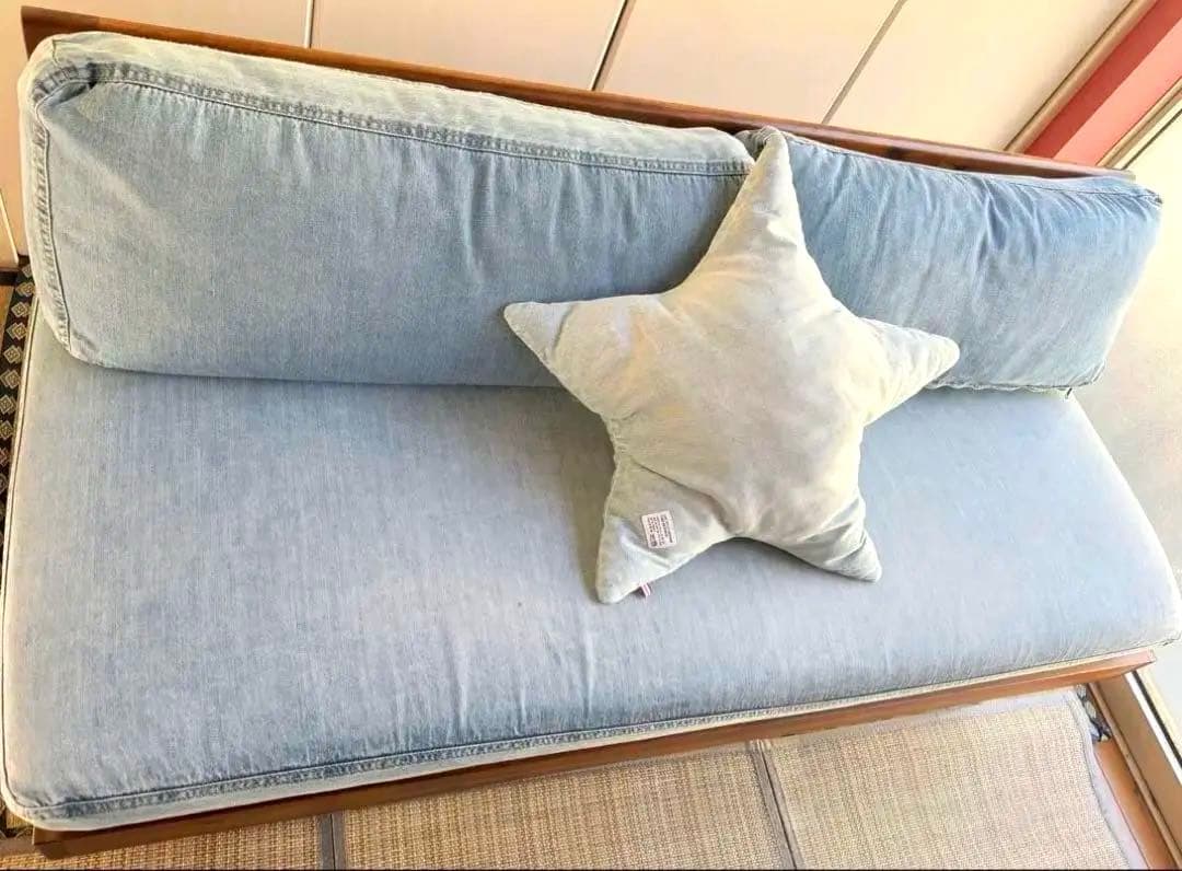 unico スウェラ L字(2脚)ソファーベンチ【星型のデニムクッション付き】