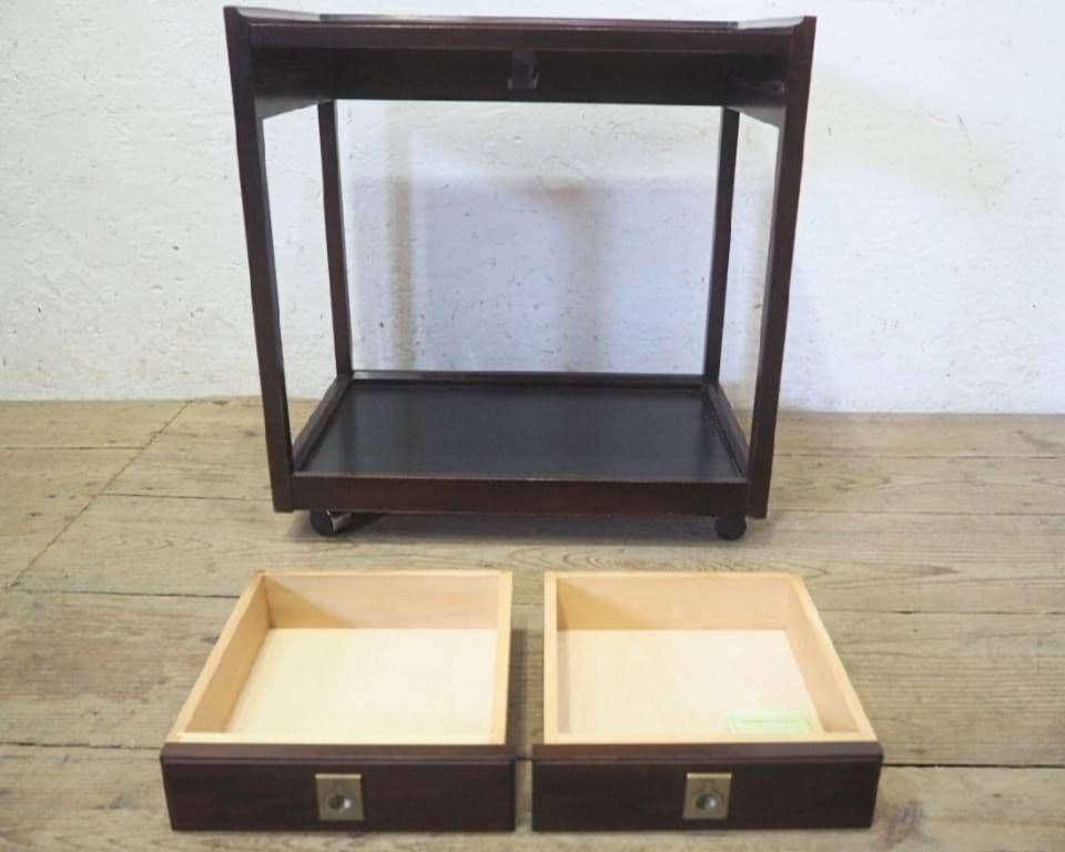 1072 オールドカリモク　キャスターワゴン　陳列台　作業台　キッチン　テーブル