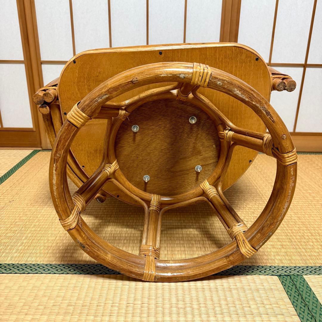 【送料無料】天然籐 ラタン製 360°回転座椅子