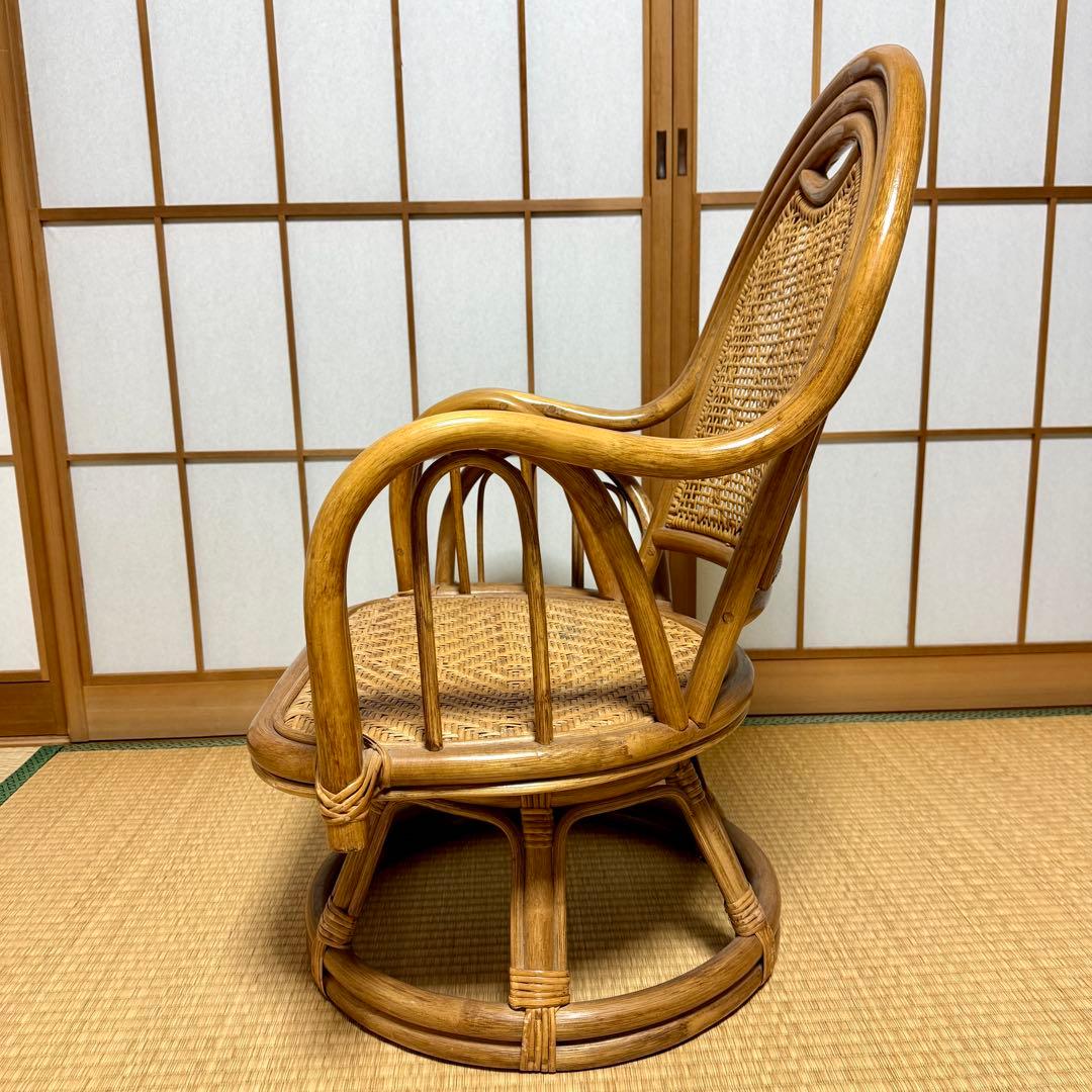 【送料無料】天然籐 ラタン製 360°回転座椅子