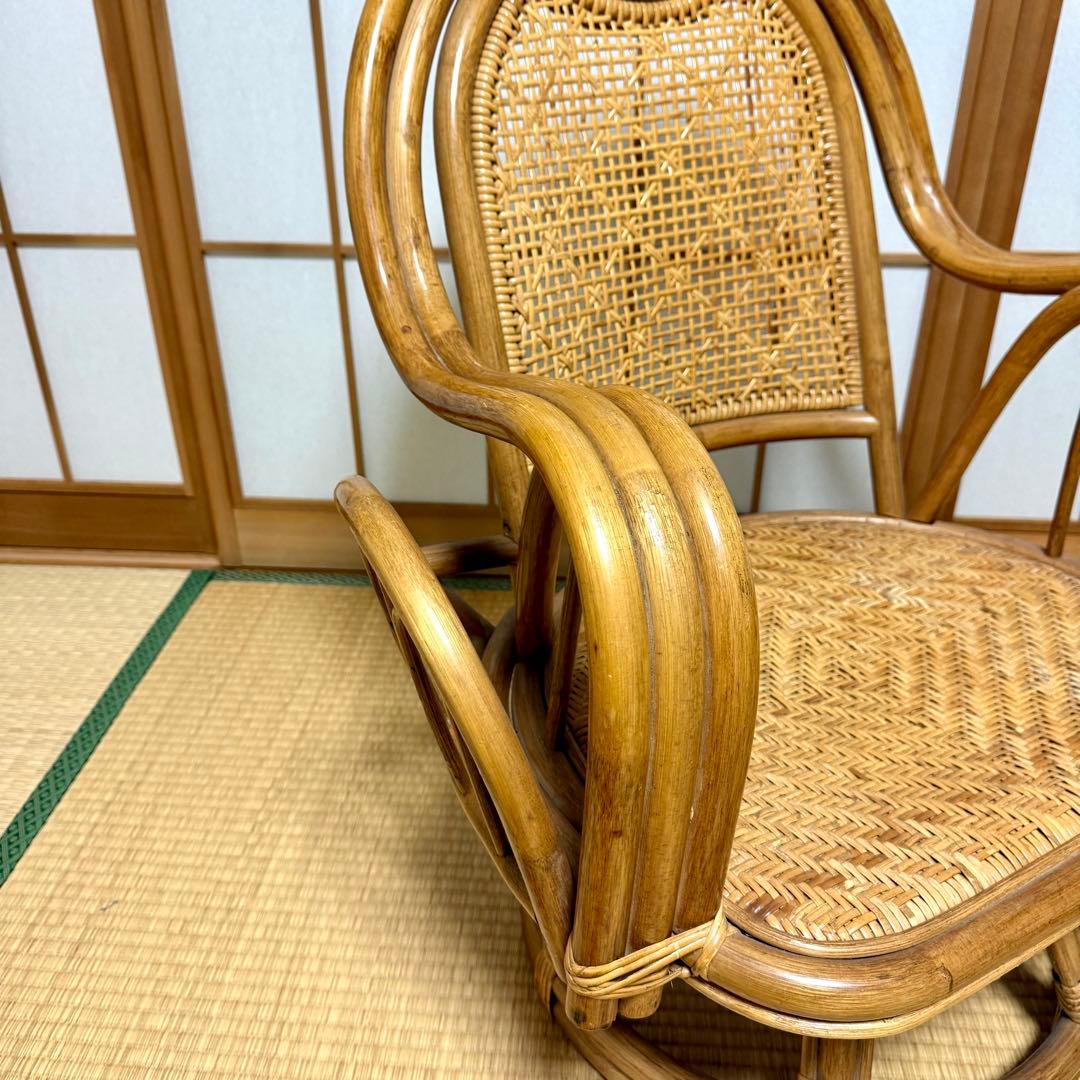 【送料無料】天然籐 ラタン製 360°回転座椅子