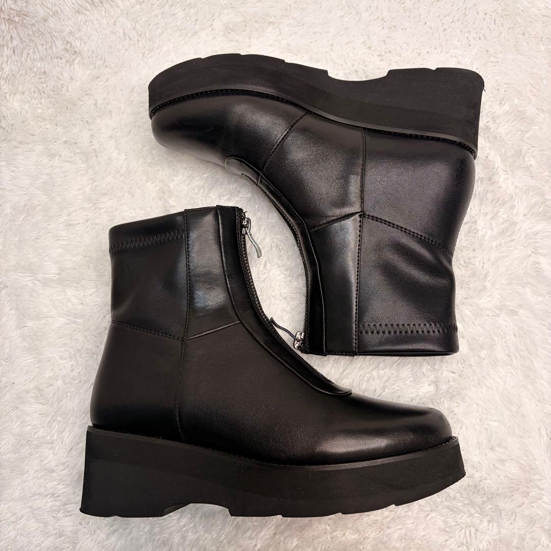 【美品】コンポジションナイン フロントジップコンフォートショートブーツ　23cm