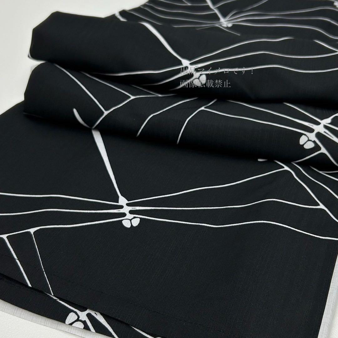 浴衣　夏　単着物　白×黒　吸湿速乾　半身仕立て　片身替わり　帯　0707③