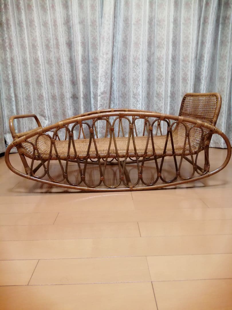 アンティーク　ラタン 籐製 　ゆりかご　ベビーベッド