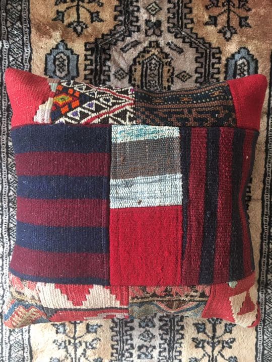 ビンテージラグ　トルコラグ　オールドキリム　クッションカバー　パッチワーク♯14