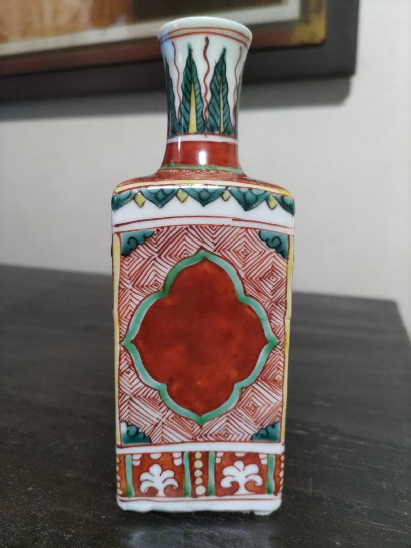 初代　川瀬竹春　万暦赤絵　角徳利