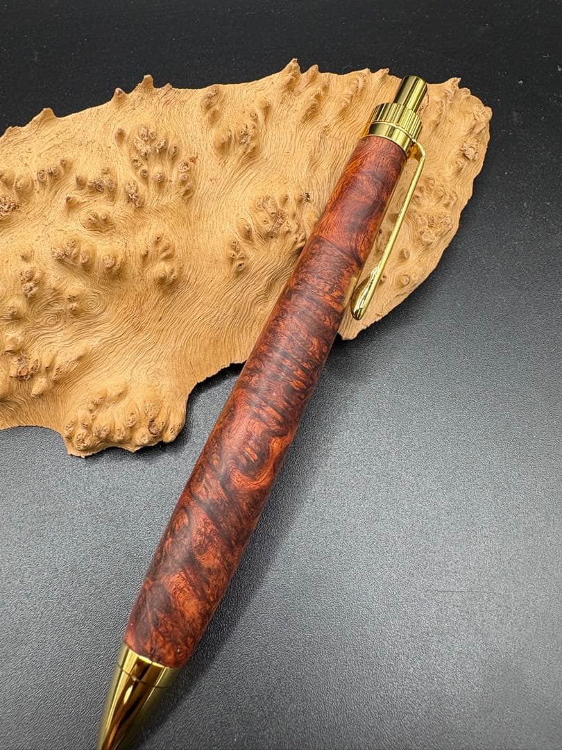 552超極上　本花梨　瘤杢　木軸シャーペン　木軸ボールペン　サポニンあり