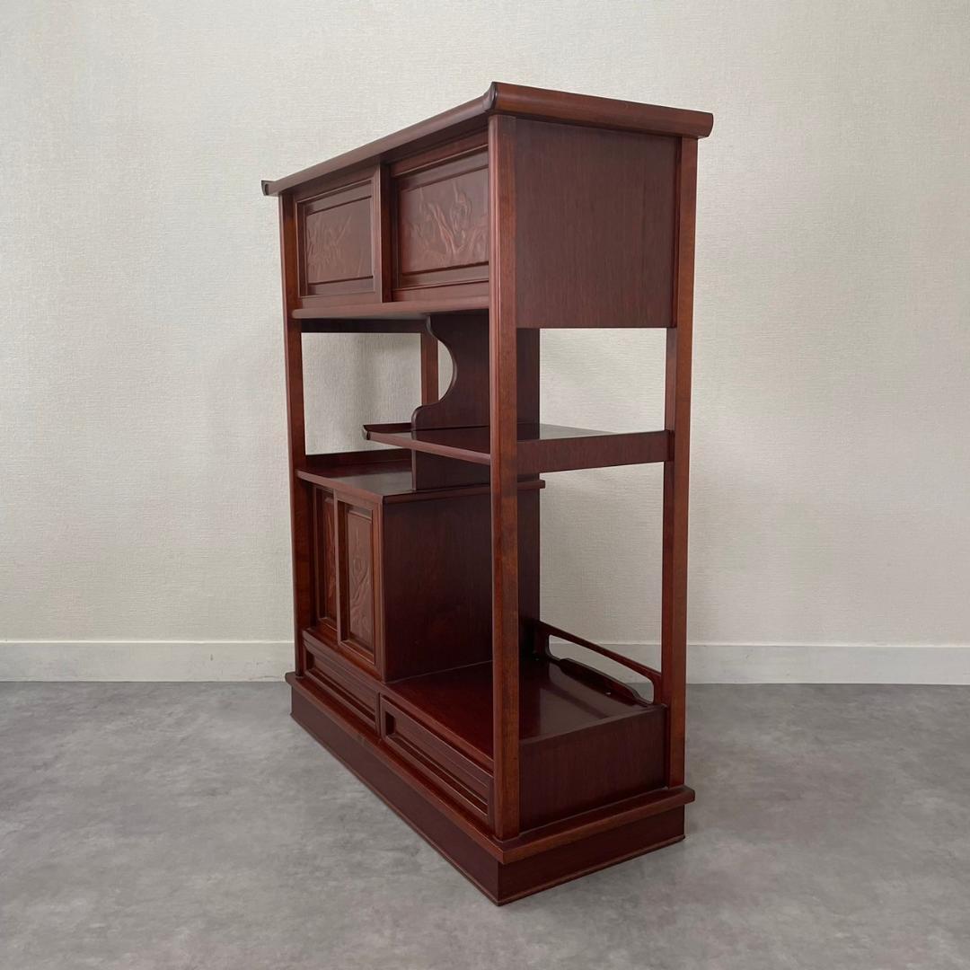 唐木家具 飾り棚 茶箪笥 違い棚 シェルフ 収納 工芸品 和製家具 レトロ