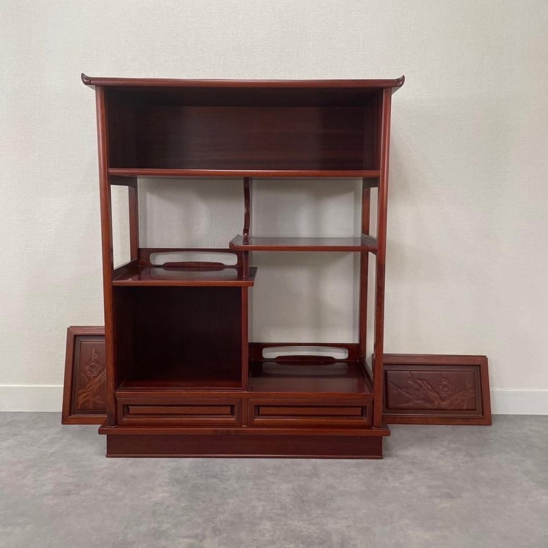 唐木家具 飾り棚 茶箪笥 違い棚 シェルフ 収納 工芸品 和製家具 レトロ
