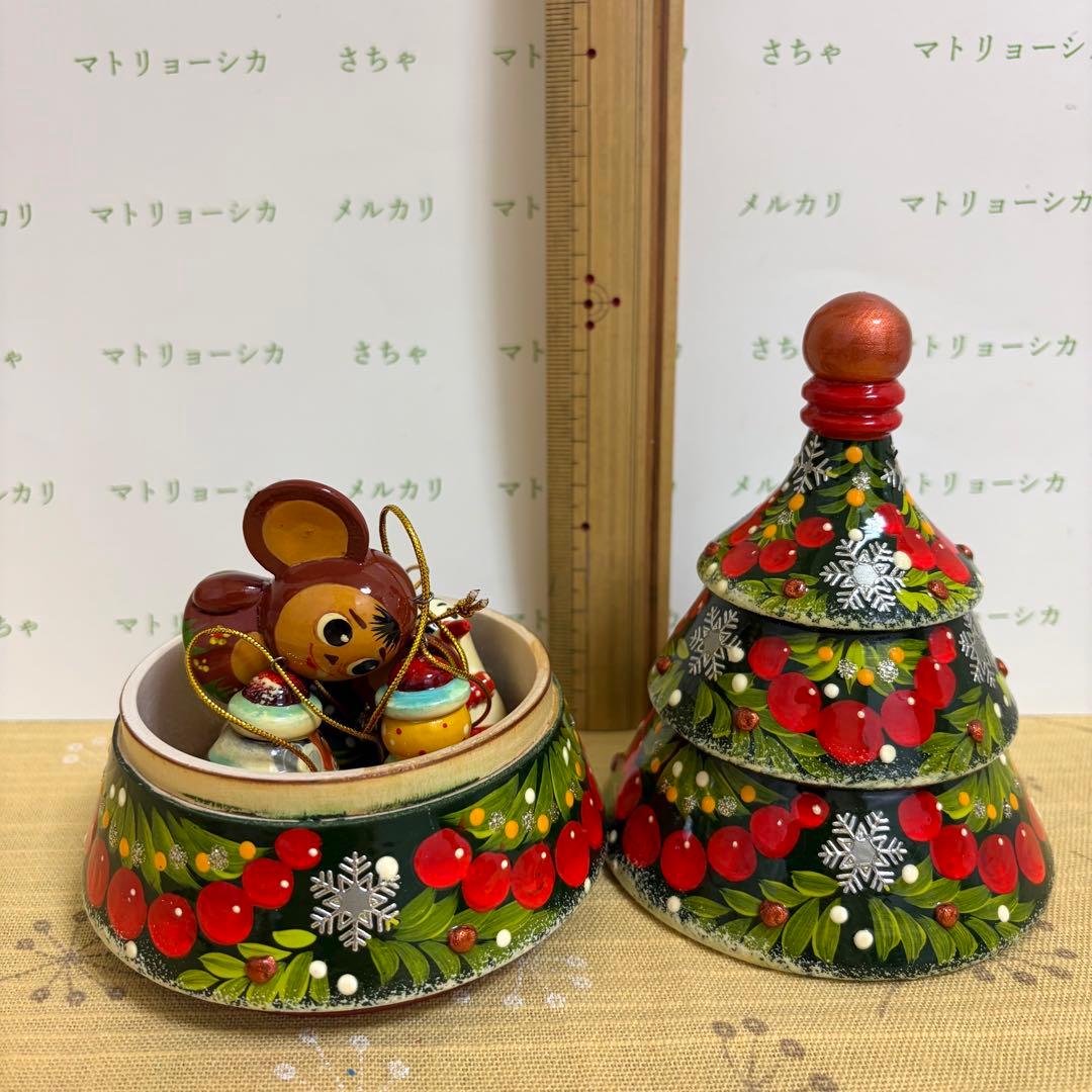 クリスマスツリー　マトリョーシカ　チェブラーシカ オーナメント　ロシア　手描き