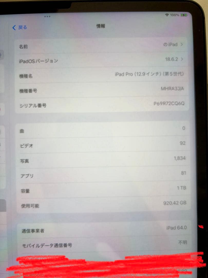 iPadPro12.9 第5世代1TBセルラー+ ApplePencil第2世代