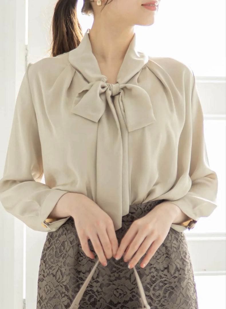 【タグ付】12twelve agenda ヴィンテージサテンボウタイブラウス